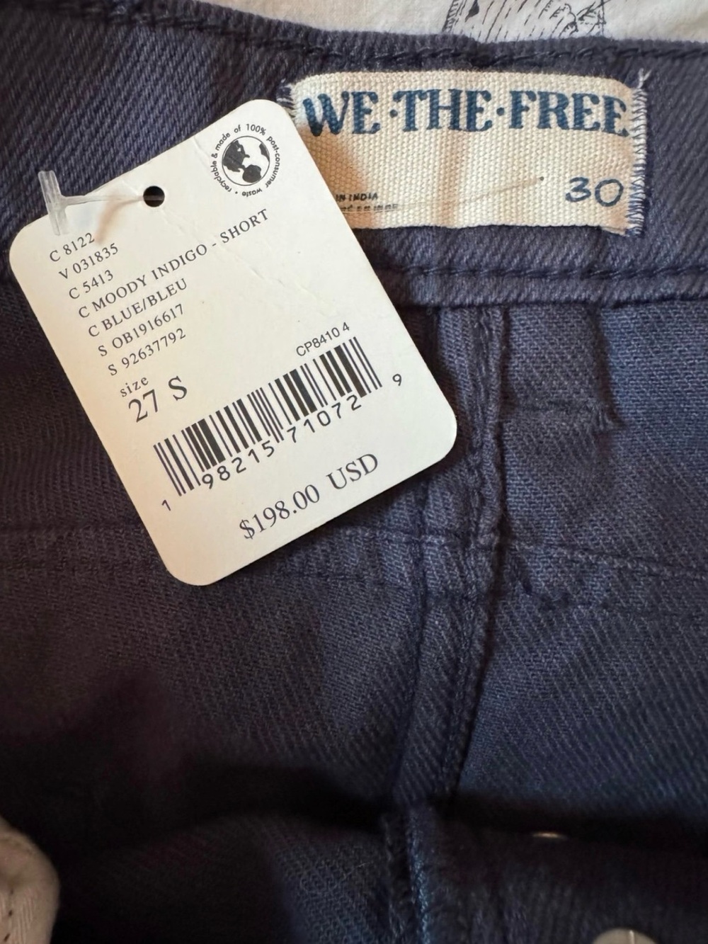 We The Free Navy Wide-Leg Pants with White Floral Embroidery - Picture 5 of 5